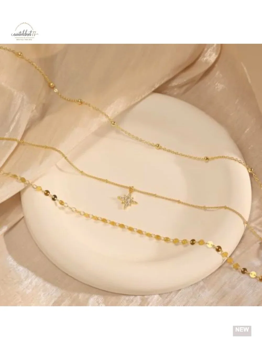 14K Gold Plated Layered Necklace Set Dainty Stacked Choker Pendant
